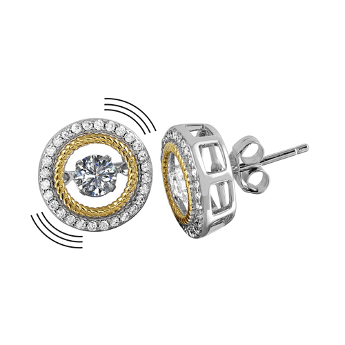 Rhodium Plated 925 Sterling Silver Open Circle Earrings with CZ - STE01135
