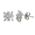 Rhodium Plated 925 Sterling Silver CZ Snow Flakes Earrings - STE01136