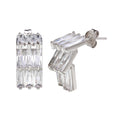 Rhodium Plated 925 Sterling Silver Curved Hanging Earrings - STE01150RH
