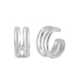 Rhodium Plated 925 Sterling Silver Double Ear Cuffs - STE01174RH