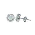 Rhodium Plated 925 Sterling Silver Clear Multi CZ Stud Earring 7.5mm - STE01204CLR
