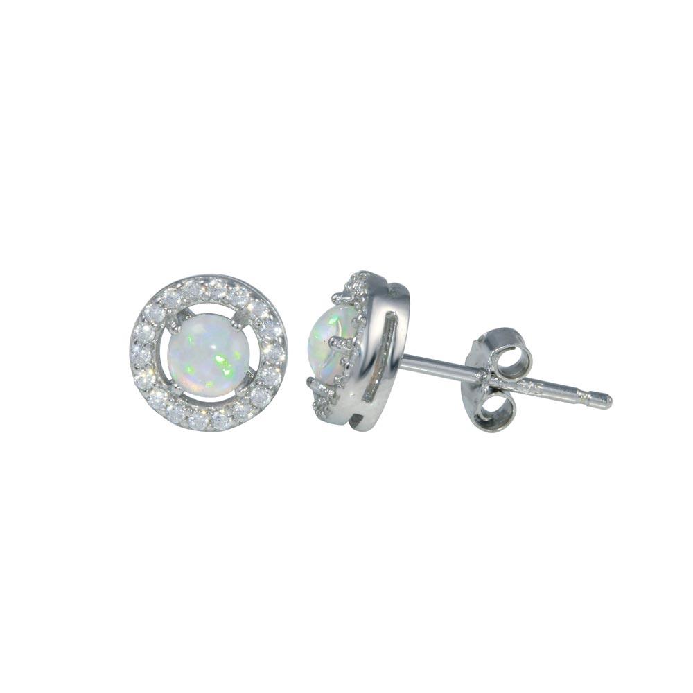 Rhodium Plated 925 Sterling Silver Clear Multi CZ Stud Earring 7.5mm - STE01204CLR