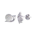 Rhodium Plated 925 Sterling Silver Snail CZ Stud Earrings - STE01216