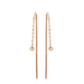 Rose Gold Plated 925 Sterling Silver CZ Chain Dangling Earrings - STE01220RGP