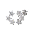 Rhodium Plated 925 Sterling Silver 3 Flower CZ Stud Earring - STE01221