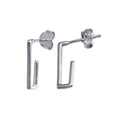 Rhodium Plated 925 Sterling Silver Dangling Small Open Rectangular Earring - STE01224