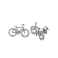 Rhodium Plated 925 Sterling Silver Bicycle CZ Stud Earring - STE01250