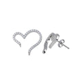 Rhodium Plated 925 Sterling Silver Heart CZ Stud Open Ended Earring - STE01252