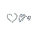 Rhodium Plated 925 Sterling Silver Heart CZ Stud Open End Earring - STE01255