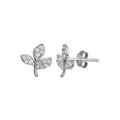 Rhodium Plated 925 Sterling Silver CZ Leaves Stud Earring - STE01262