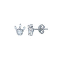Rhodium Plated 925 Sterling Silver Crown CZ Stud Earring - STE01272