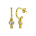 Gold Plated 925 Sterling Silver CZ Dangling Hoop Earring - STE01284