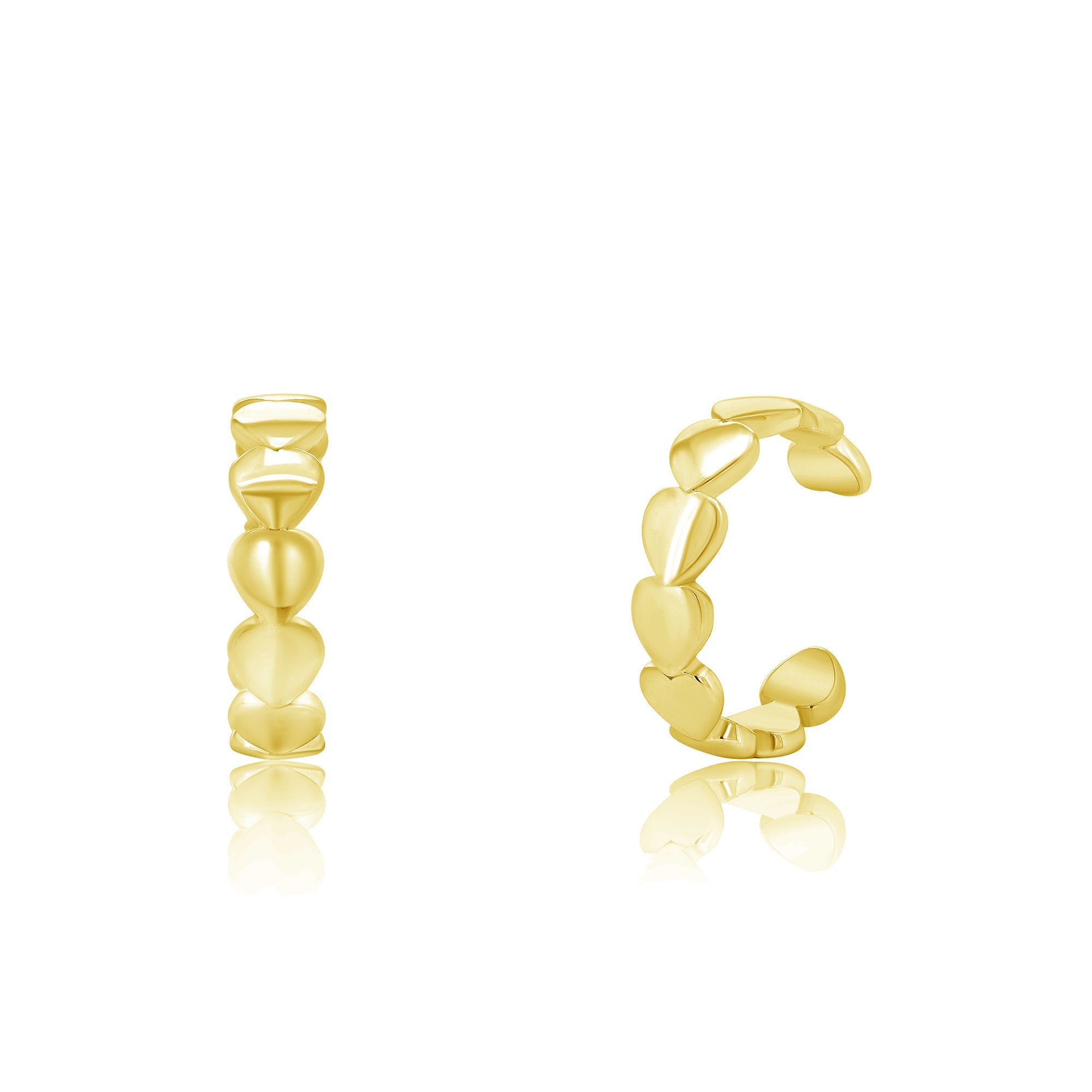 Gold Plated 925 Sterling Silver Multi Heart Cuff Earring - STE01289-GP