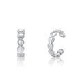 Rhodium Plated 925 Sterling Silver Multi Heart Cuff Earring - STE01289-RH