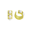 Gold Plated 925 Sterling Silver Mother of Pearl Cuff Earring - STE01290-GP