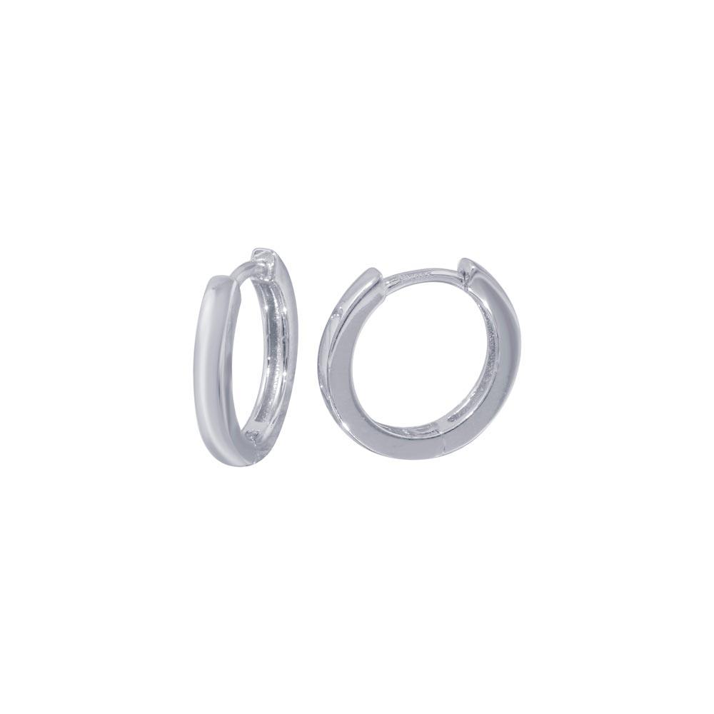 Rhodium Plated 925 Sterling Silver huggie hoop Earring - STE01297-RH