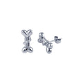 Rhodium Plated 925 Sterling Silver Dog Bone CZ Earring - STE01302