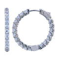 Rhodium Plated 925 Sterling Silver Inside Out CZ Hoop Vault Lock Earring 24mm - STE01307