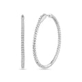 Rhodium Plated 925 Sterling Silver Eternity Clear CZ Hoop Earring 40mm - STE01340