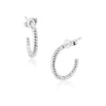 925 Sterling Silver Rope Design Semi Hoop Single - STE01348