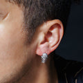 Rhodium Plated 925 Sterling Silver Basketball Hoop CZ Men's Earrings - STEM035