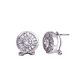Rhodium Plated 925 Sterling Silver Round Lever Back Clear CZ Stud Earring - STEM093