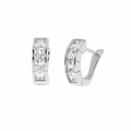 Rhodium Plated 925 Sterling Silver Men's CZ Half Hoop Earrings - STEM114