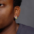 High Polished 925 Sterling Silver Invisible Yellow Citrine CZ Center Stud Earrings - STEM139YLW