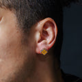Rhodium Plated 925 Sterling Silver Square DC Yellow Citrine CZ Stud Earring - STEM150-9MM