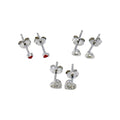 Rhodium Plated 925 Sterling Silver Plain Heart CZ Heart and Heart Black CZ Stud Set - STES00007