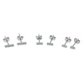 Rhodium Plated 925 Sterling Silver Bar CZ Earring Set - STES00008