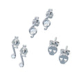 Rhodium Plated 925 Sterling Silver Musical Note Skull CZ Earring Set - STES00011