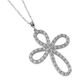 Silver 925 Rhodium Plated Open Infinity Round Cross Necklace - STP00052