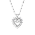 Silver 925 Clear CZ Rhodium Plated Mom Heart Pendant Necklace - STP00054