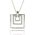 Silver 925 Clear CZ Rhodium Plated Multi Square Pendant Necklace - STP00082