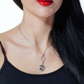 Silver 925 Rhodium Plated Multi CZ Disk Necklace - STP00083