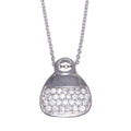 Rhodium Plated 925 Sterling Silver Clear CZ Purse Necklace - STP00120