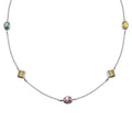Rhodium Plated 925 Sterling Silver Multi Color and Shape CZ Necklace - STP00268