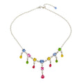 Rhodium Plated 925 Sterling Silver Multi-colored CZ Drop Necklace - STP00334