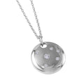 Rhodium Plated 925 Sterling Silver Round Shield Pendant Necklace - STP00434