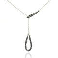Rhodium Plated 925 Sterling Silver Double Loop End Necklace - STP00578BLK