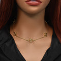 Silver 925 Gold Plated Pointy Cross CZ Necklace - STP00598GP