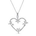 Rhodium Plated 925 Sterling Silver Open CZ Filigree Heart Necklace - STP00605