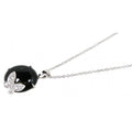 Silver 925 Rhodium Plated Round Onyx Clear CZ Butterfly Pendant Necklace - STP00628