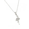 Silver 925 Rhodium Plated Clear CZ Flamingo Pendant Necklace - STP00662