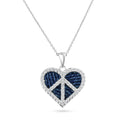 Silver Rhodium Plated Blue Jeans Clear CZ Heart Pendant Necklace - STP00722