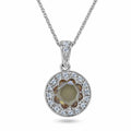 Rhodium Plated 925 Sterling Silver Flower Champagne CZ Necklace - STP00797CHM