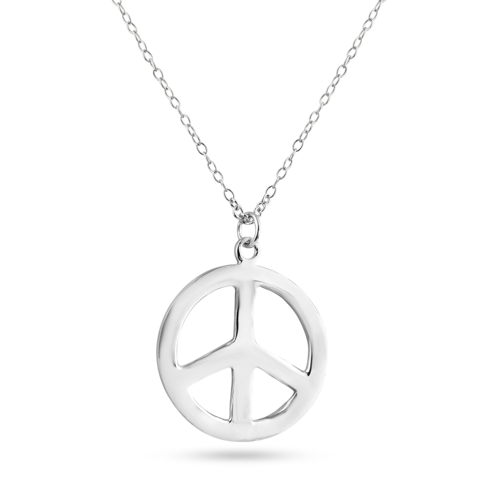 Silver 925 Rhodium Plated Peace Pendant Necklace - STP00860