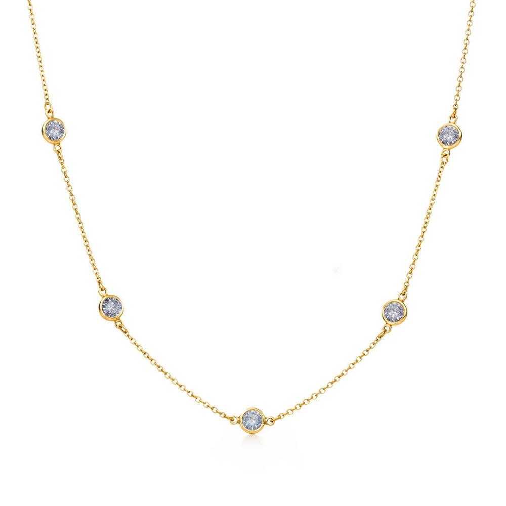 Gold Plated 925 Sterling Silver CZ by The Yard Necklace - STP00863GP