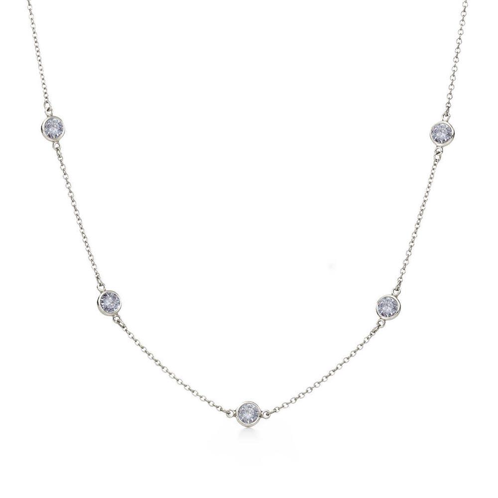 Rhodium Plated 925 Sterling Silver CZ by The Yard Necklace - STP00863